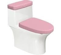 Toilet Lid Cover Set Elasticity Soft Smooth Fashion Decorate Durable with Exquisite Solid Color Pink Print