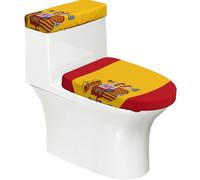 Toilet Lid Cover Set Elasticity Soft Smooth Fashion Decorate Durable with Exquisite Spanish Flag Print