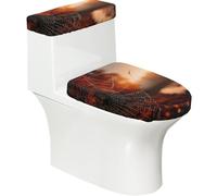 Toilet Lid Cover Set Elasticity Soft Smooth Fashion Decorate Durable with Exquisite Spider Web at Dusk Print