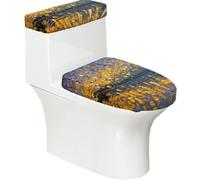 Toilet Lid Cover Set Elasticity Soft Smooth Fashion Personality with Exquisite Water Reflections Print Design