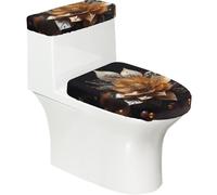 Toilet Lid Cover Set Elasticity Soft Smooth Fashion Personality with Exquisite White delicate lotus flower Print Design