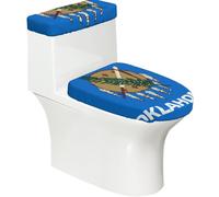 Toilet Lid Cover Set Elasticity Soft Smooth for Unique Oklahoma State Flag Print Home Decor Easy to Clean Install