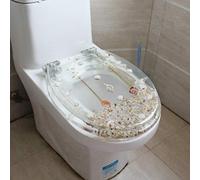 Toilet lid Round Toilet Seat Cover, Beautiful Shell Toilet Seats, Standard Resin Toilet Lid, Quiet Close Lid Cover with Quick Release Hinges, A