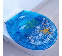 Toilet lid Slow Close Toilet Seat, Transparent Seahorse Aquarium Toilet Seat in Standard Size Colorful Toilet Lid Cover No Slam, A
