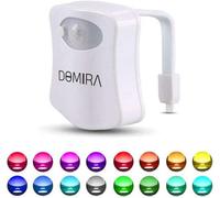 DOMIRA Toilet Light Motion Sensor - Led Bathroom Night Light | Motion Sensor Toilet Light | Stick-on Magnetic Wall Light | Indoor Motion Lights | Battery-Powered Stair Lights (RGB 16 Colors)