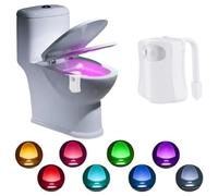 Toilet Light Motion Sensor, Lights Inside Toilet, 8 Colors Changing LED Inside Toilet Bowl Nightlight, Cool Stuff for Bathroom Accessories, Unique Gadgets, Perfect with Water Faucet Light