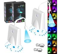 Toilet Lights Inside Toilet, Toilet Bowl Motion Sensor Nightlight, Rechargeable toilet bowl light bathroom night light, Waterproof LED Toilet Light with Star Projector (2pcs)