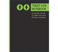 Toilet Log Notebook, Monitoring Schedules, Cleaning Check Sheet, Inventory Management: Black & Green Simple Design Notepad, 150 White Pages, 8.5" x 11", Large, Soft Touch Luxury Laminated Cover