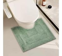 Toilet Mat, Bathroom Pedestal Mats, Microfibre Bath Mats, Sage Green Bathroom Accessories, Extra Soft 100% Cotton, Non Slip Quick Drying Shower Bath Mat, 50 x 40 cm Bath Mat (Green)