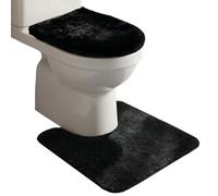Toilet Mats Pedestal Only, Toilet Mat, Bath Mat Set 2 Piece Washable, Non Slip Bathroom Mat for Modern Homes, U-Shape Design with Quick Dry Feature, Black Bathroom Rug for Enhanced Safety and Style