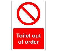 Toilet out of order Bathroom safety sign - 1.2mm Rigid plastic 300mm x 200mm