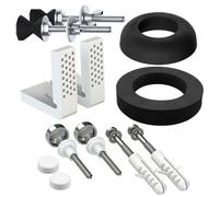 Toilet Pan Fixing Kit Angled Floor WC Bidet Basin Bathroom Bracket Set (White and Chrome Silver Caps)