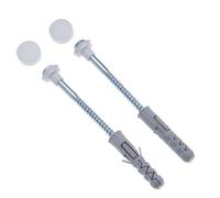 Toilet Pan Floor Fixing Kit With Coach Screws, Plastic Plugs and White Caps,10x80mm Standard WC Bolts, Bathroom Fitting Anchors Replacement for Pan Bidet Wash Basin Sanitary Repair set of 2 pcs