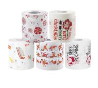 Toilet Paper Bulk, 5 Rolls Christmas Toilet Paper 2 Ply Funny Skin-Friendly Rolls Santa Snowflake Christmas Decorations for Home Hotel Office Shop