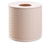 Toilet Paper Cover Round Imitation Rattan Tissue Box Plastic Waterproof Toilet Paper Roll Cover Storage Single Roll and Tissues for Bathroom Dinner Table Office Kitchen Tissue Box Tissue Holder Tissue