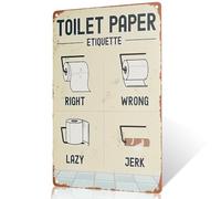 Toilet Paper Etiquette Metal Sign, 12 x 8 inches