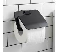 Toilet Paper Holder Black with Flap Powder Coated Zamak