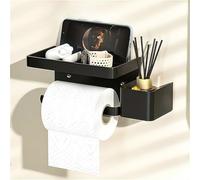 Toilet Paper Holder, Roll Holder with Shelf, Self-Adhesive Wall-Mounted Tissue Holder, for Toilets and Bathrooms