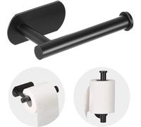 Toilet Paper Holder - Self Adhesive Toilet Paper Holder Wall Mount for Bathroom, SUS 304 Stainless Steel Command Strip Toilet Paper Roll Holder Stick On Wall, No Drilling - Matte Black