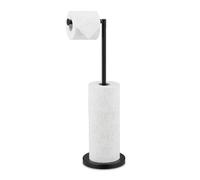 Relaxdays Toilet Paper Holder, Storage for 4 Spare Rolls, Adjustable, Free-standing, HxWxD: 57 x 21.5 x 16.5 cm, Black, Metal