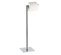 Toilet Paper Holder Stand Free-Standing Square Base Storage Tissue Paper Roll with Swivel Action Extra Storage up to 4 Paper Rolls Home Bathroom Accessories 15X56X15 Premzo (Silver)