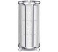 Toilet Paper Holder Stand, Freestanding Bathroom Tissue Organizer, Minimalistic Storage Solution, Reserve Mega Rolls,Stylish Bathroom Floor Toilet Paper Stand Silver