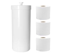Toilet Paper Holder Stand - White Plastic with Lid