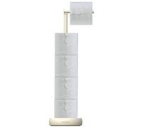 Toilet Paper Holder Stand with 5 Roll Storage Weighted Base (Matt Cream)