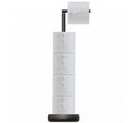 Toilet Paper Holder Stand with 5 Roll Storage Weighted Base (Matte Black)