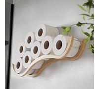 Toilet paper holder storage wall mount bathroom toilet paper organizer roll shelf unique wood holder for tissue paper towel wooden bath accessories Wave (Clear)