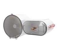 Toilet Paper Holder Wall Mounted, Roll Paper Storage Box, Transparent Window Tissue Dispenser with Removable Cylindrical Rod, Bathroom Accessories for Home RV (Round White)