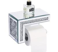 Toilet Paper Holder, Wall Mounted Silver Diamond Mirrored Bathroom Accessories for Stylish and Functional Toilet Roll Storage