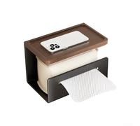 Toilet Paper Holder With Natural Walnut Wood Shelf For Tissue Roll Wall Mount With Space Aluminum Reinforcement And Dual Installation Options(B)