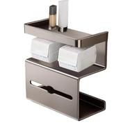 Toilet Paper Holder with Phone Shelf, No Drilling Toilet Paper Holder with Wipes Storage, Modern Space-Saving Organizer Stand for Apartment Home Guest Bath Powder Room Commercial