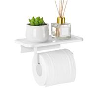 Toilet Paper Holder with Shelf 8x4x2" Toilet Paper Roll Holder Adhesive or Screw Wall Mount Rustproof & Multifunctional Tissue Holder for Bathroom White White Toilet Paper Holder Toilet Paper Roll Hol