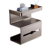 Toilet Paper Holder with Shelf - No Drilling Tissue Holder for Bathroom | Modern Space-Saving Organizer Stand for Apartment Home Guest Bath Powder Room Commercial