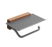 Toilet Paper Holder with Shelf, Self Clopapier Holder, Bamboo Chlorine Roll Holder, Wall Mount, Toilet Paper Holding Roll Holder with Shelf for Bathroom,Grau