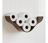 Toilet Paper Holder, Wooden Shelf, Cloud WC Roll Storage, Wall Mount Floating Rolls Rack, Unique Holders for Bathroom, TP Organizer (Walnut)