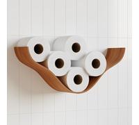 Toilet Paper Holder, Wooden Shelf, Cloud WC Roll Storage, Wall Mount Floating Rolls Rack, Unique Holders for Bathroom, TP Organizer (Cherry)