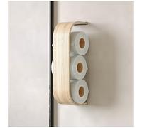 Toilet Paper Holder, Wooden Shelf, Walnut WC Roll Storage, Wall Mount Floating Rolls Rack, Unique Holders for Bathroom, TP Organizer (Ash, Thin)