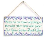 Toilet Paper Only Hanging Sign, Lavender Septic Bathroom Notice | Lavender septic reminder