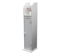 Toilet Paper Roll Holder Bathroom Storage Cabinet White Wooden Free Standing