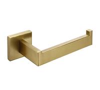 Toilet Paper Roll Holder, Wall Mounted SUS304 Stainless Steel Tissue Roll Holder Dispenser and Hangers for Bathroom Kitchen(Modern Square Style, Gold)