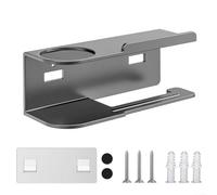 Toilet Paper Roll Holder Wall Mounted with Shelf for Reed Diffuser Storage Modern Design for Small Bathroom Spaces (Gray)