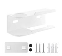 Toilet Paper Roll Holder Wall Mounted with Shelf for Reed Diffuser Storage Modern Design for Small Bathroom Spaces (White)