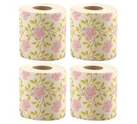 Toilet Paper Rolls Holiday Bamboo Pulp Floral Print 4 Pack | Rose Pattern Design, Bathroom Shelf Display, Easy to Store, Festive Look for Hosts and Eco Shoppers