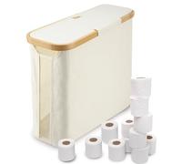 Toilet Paper Storage Basket, Bamboo Toilet Paper Basket with Lid, Footbase, 12 Rolls Standing Toilet Paper Holder, Toilet Paper Organizer for Bathroom, Bathroom Accessories Holder
