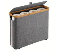 Toilet Paper Storage Basket Bathroom Organizer Container for Bathroom Accessories Large Capacity Roll Holder Home Breathable Design Oxford Cloth Foldable Bin 17.7"L x 5.9"W x 13.7"H(Gray)