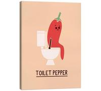 Toilet Pepper Canvas print by HandsOffMyDinosaur 30 x 40 cm Rosé Wall art Wall decor