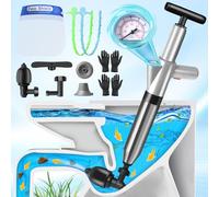 Toilet Plunger, Toilet Unblocker Heavy Duty High Pressure Air Sink Unblocker Tools with Visual Barometer for Unblocking Bathroom Kitchen Floor Drain Sink Shower Pipe Clog